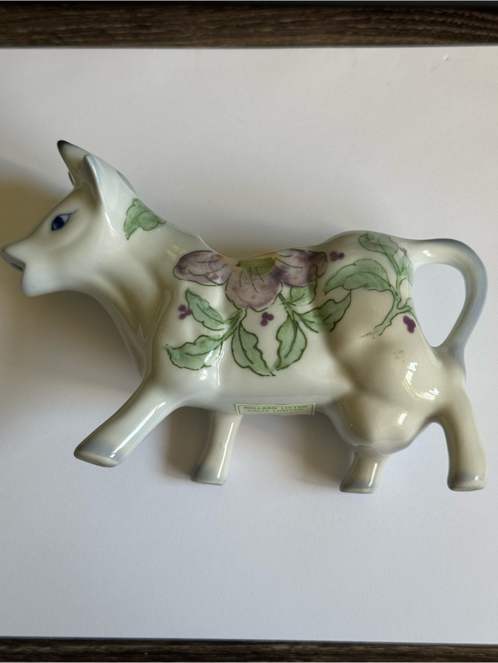 Vintage Porcelain Cow Creamer with Hand-Painted Floral Design Millard Lister
